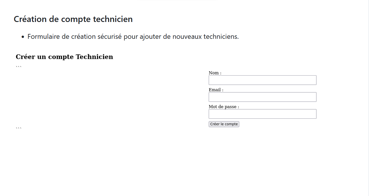 Créer un compte Technicien