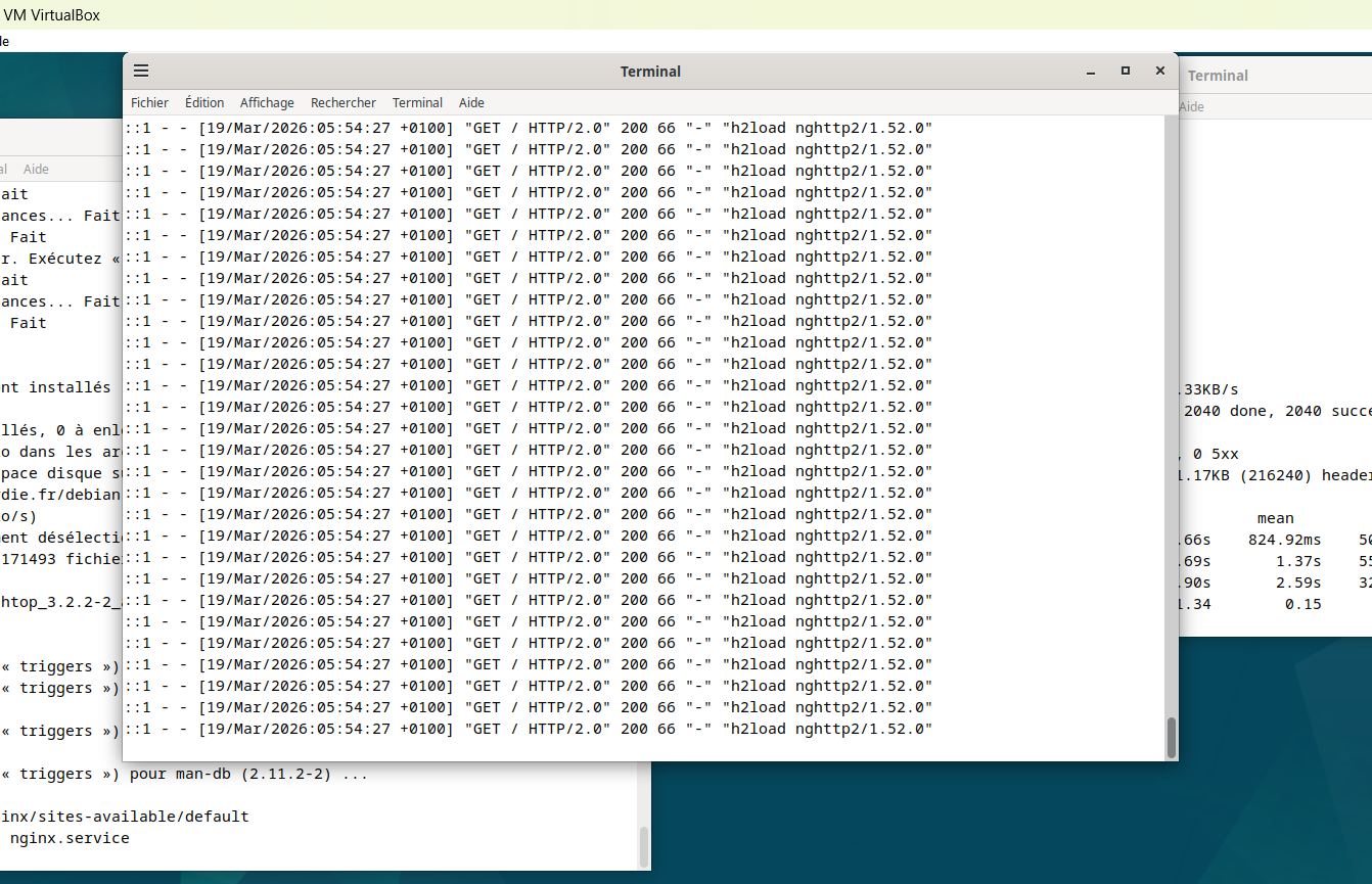 Logs Nginx observés pendant la simulation DDoS