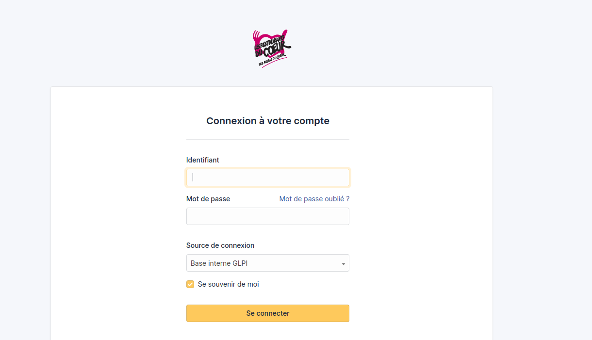 connexion sur l'agent Glpi