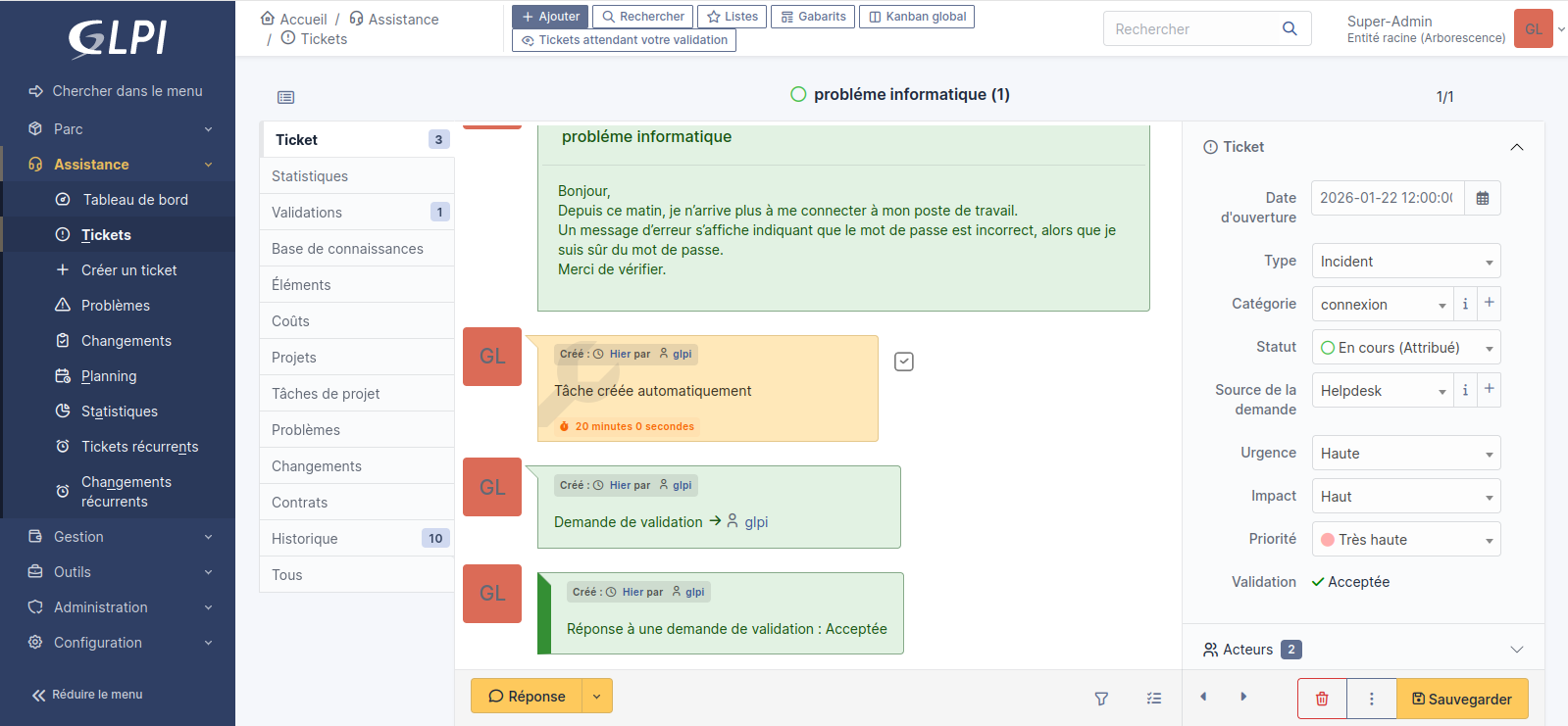 Réponse à une demande d'assistance d'un utilisateur