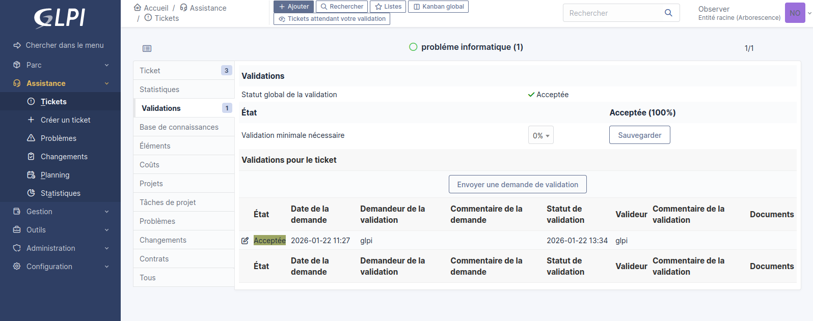 Ticket valider par le technicien